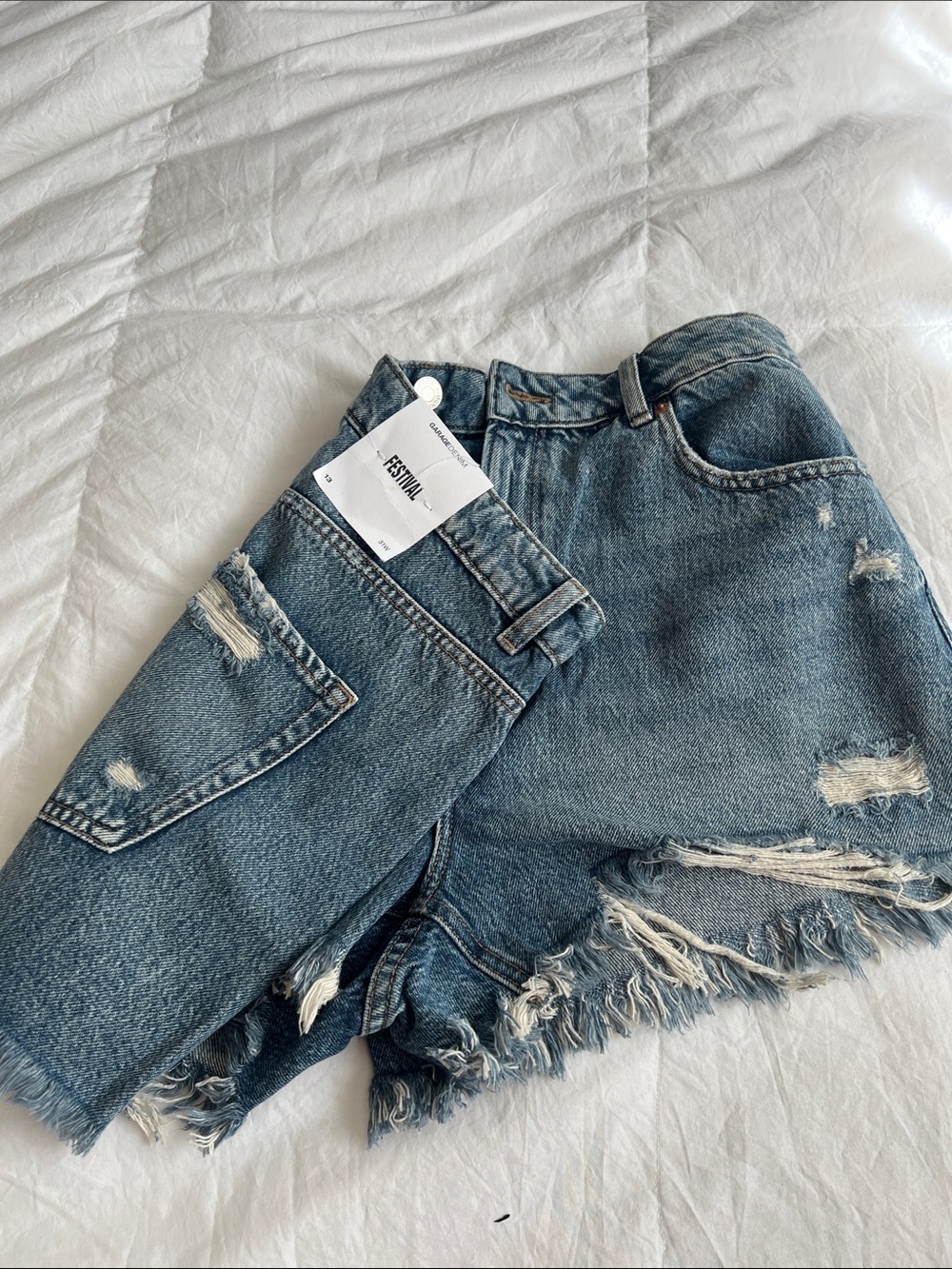 Garage Light Blue Distressed Denim Jean Shorts
